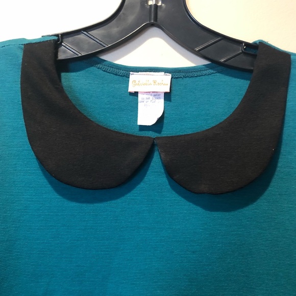 Retro Teal Dress with Peter Pan Collar - Picture 3 of 5